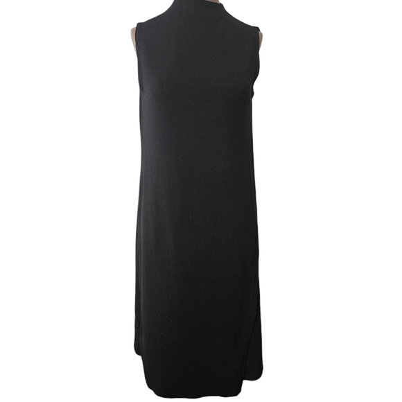 Eileen Fisher Mock-Neck K/L Knit  Dress F8TLU-D4309M Black NWT Black XS - Picture 1 of 17